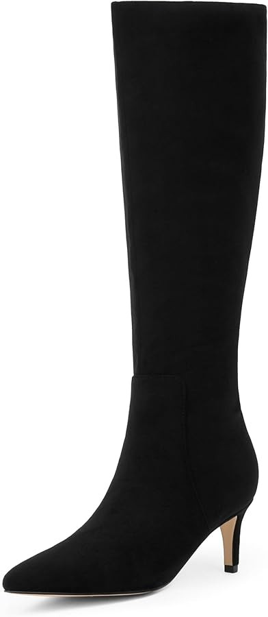 Knee High Boots Women Tall Boots Pointed Toe Kitten Heel Boots for Women Side Zipper Long Fall Bo... | Amazon (US)