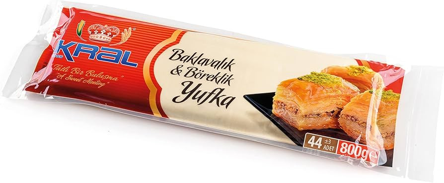 Kral Phyllo Dough for Baklava Borek, Turkish Yufka, Partially Pre Baked Very Thin Filo Pastry Dou... | Amazon (US)