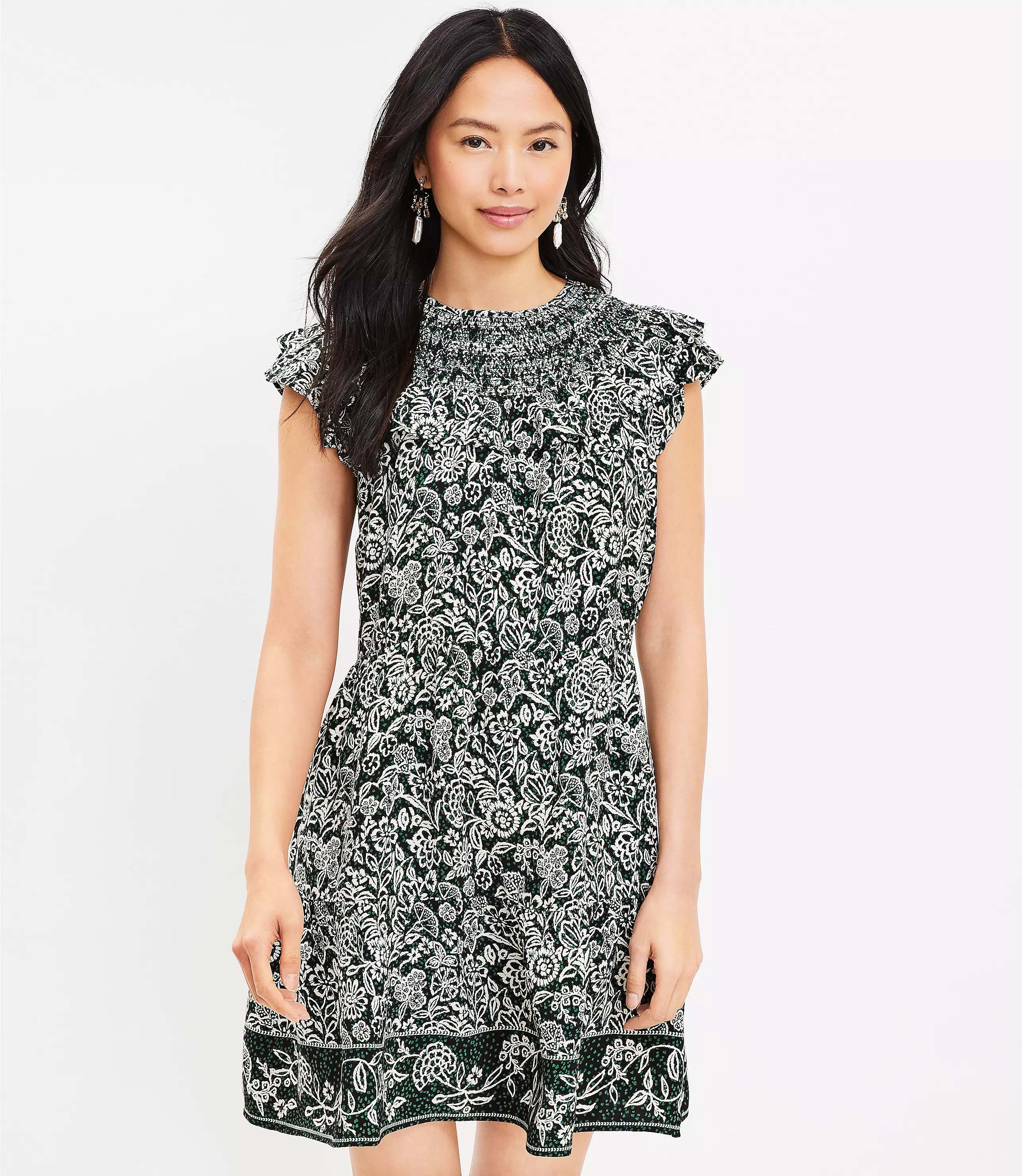 Garden Ruffle Tiered Swing Dress | LOFT