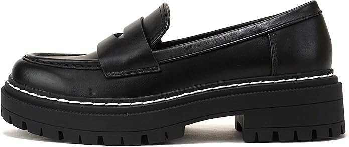Soda “Eureka” ~ Women Slip On Platform Penny Loafer Lug Sole with Stitched Detail | Amazon (US)