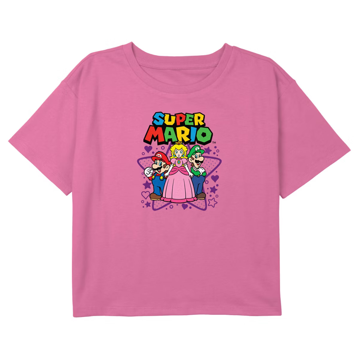 Girl's Nintendo Super Mario Bros Characters Logo Crop T-Shirt | Target