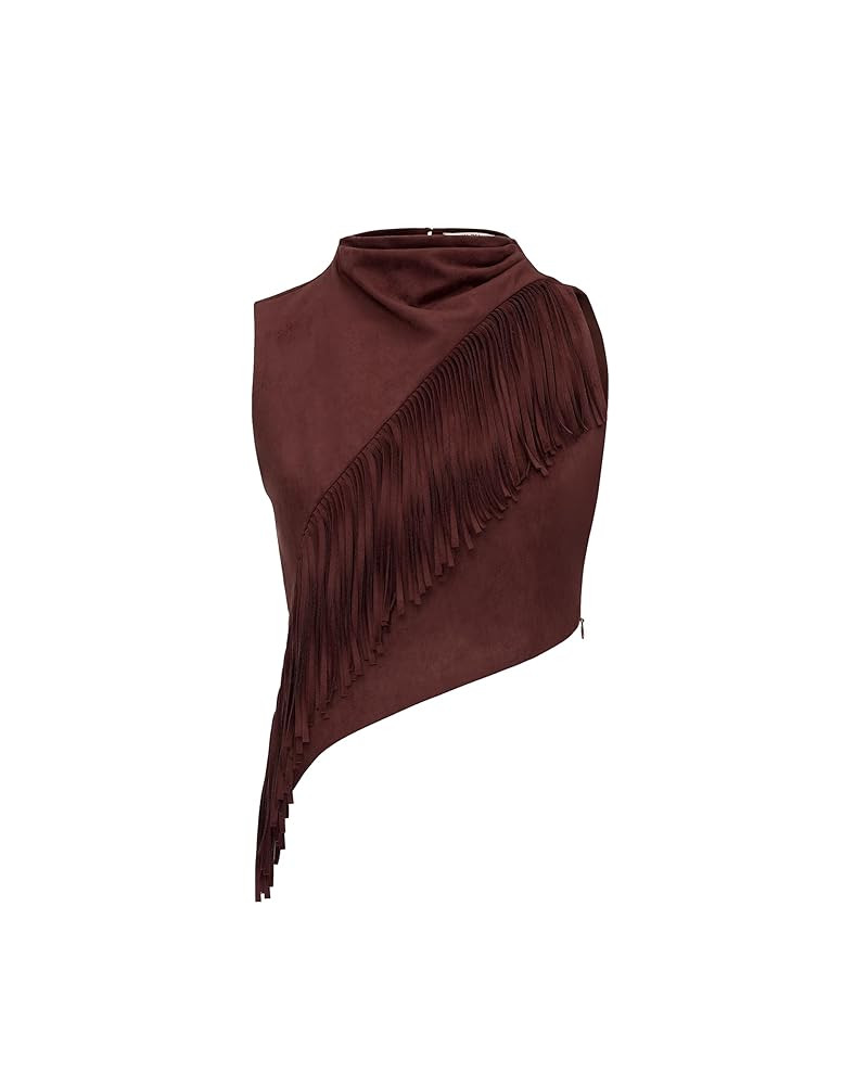 JW PEI Women's Adeline Asymmetric Fringe Sueded Top | Amazon (US)