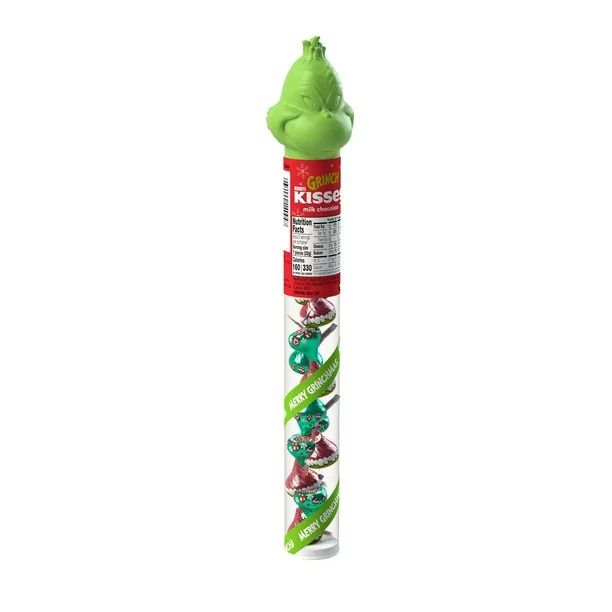 HERSHEY'S, KISSES Grinch Milk Chocolate Candy, Holiday, 2.4 oz, Filled Cane | Walmart (US)
