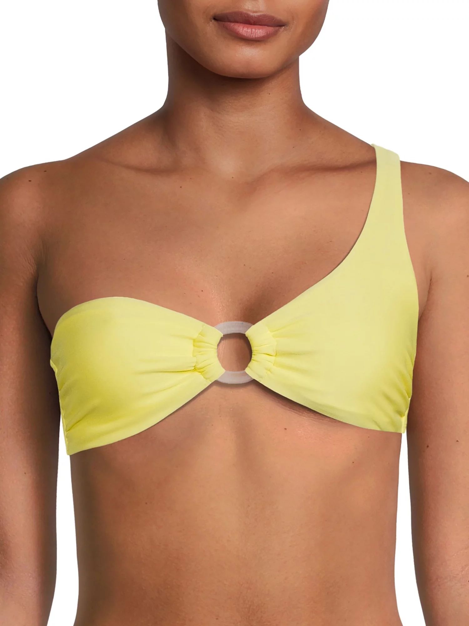 No Boundaries Women's Asymmetrical Bandeau Bikini Top with Center Front Ring - Walmart.com | Walmart (US)