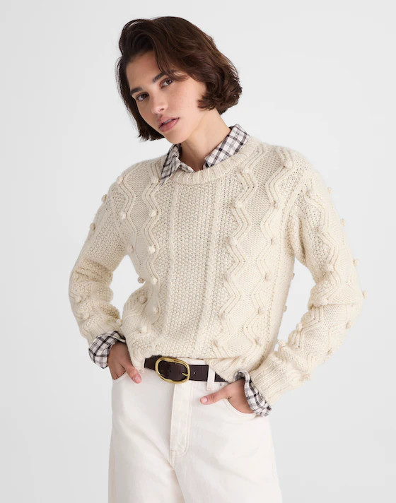 Mix-Stitched Crewneck Sweater in Wool | Madewell