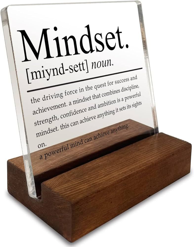 Inspirational Home Office Desk Decor, Motivational Minimalist Decor Art Acrylic Plaque With Woode... | Amazon (US)