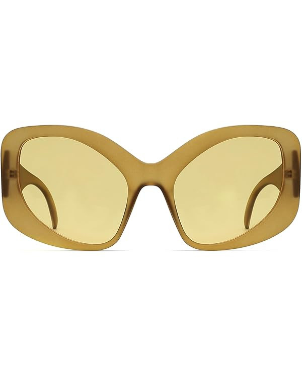 TYA Oversized Sunglasses for Women Fashion Oval Futuristic Chunky Sunglasses Cat-Eye Rectangular ... | Amazon (US)