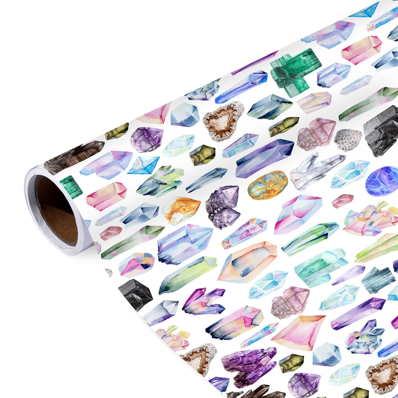 Gem Crystal Wrapping Paper Roll - 17Inch x16.4Feet - Watercolor Multicolor Precious Stone Design ... | Amazon (US)