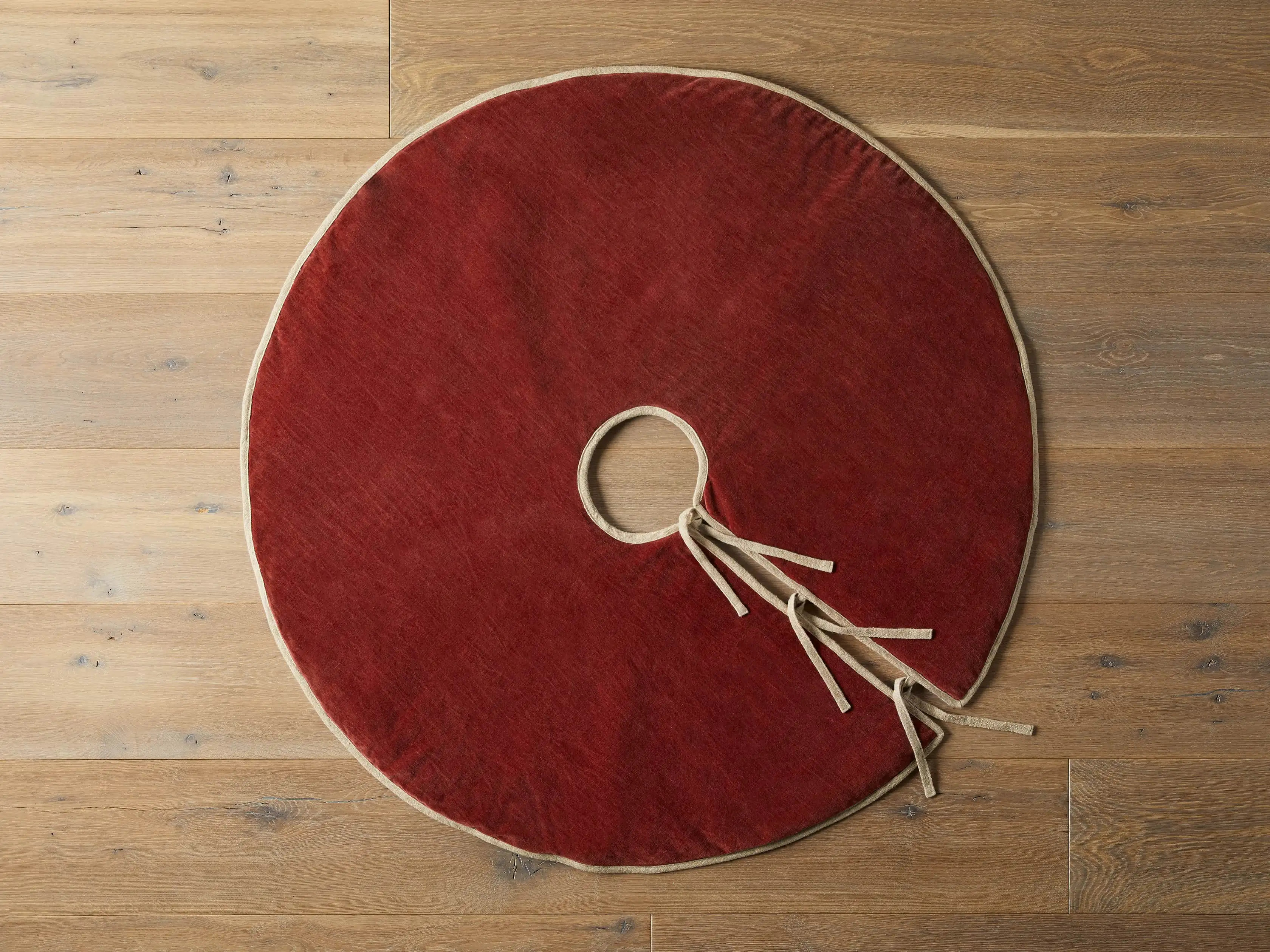Stone washed Velvet Tree Skirt in Red | Arhaus