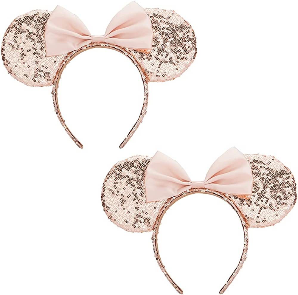 Mouse Ears headband,2pcs Sequin Halloween Minnie Ears Headband Glitter Hairband for Princess Part... | Amazon (US)