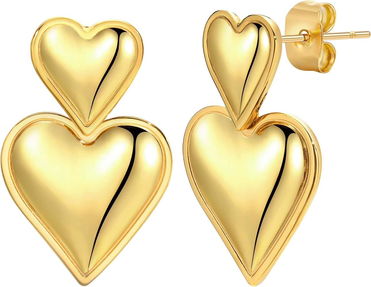 Women's Gold Studs Earrings - 14K Gold Plated Personality Big Studs Earring,Stainless Steel Hypoa... | Amazon (US)
