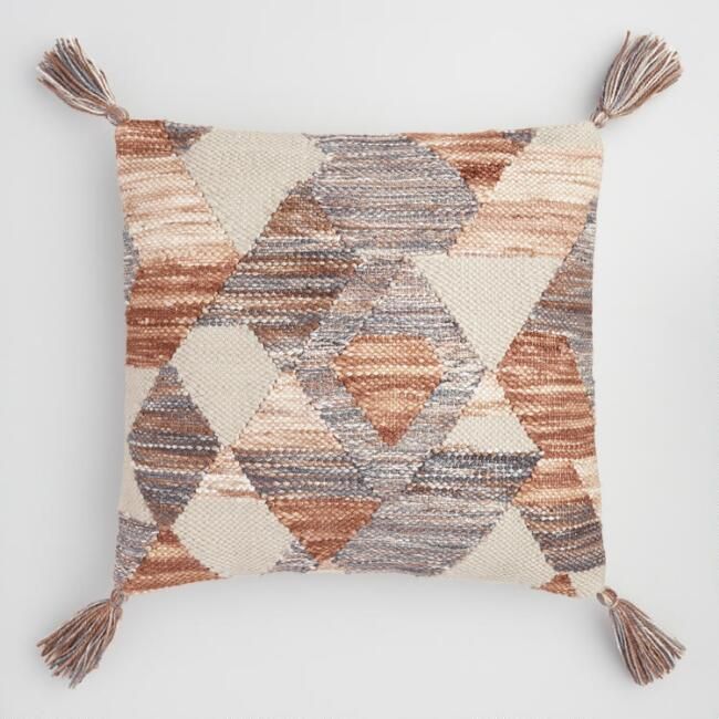 Geometric Desert Woven Indoor Outdoor Throw Pillow | World Market