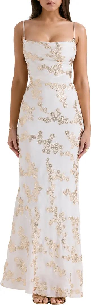 HOUSE OF CB Caprina Embroidered Floral Trumpet Gown | Nordstrom | Nordstrom