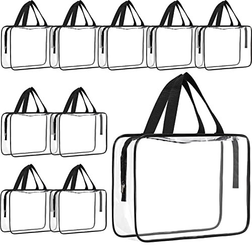 Reginary 10 Pack Large Clear Cosmetic Makeup Bag with Zipper and Handle Travel Toiletry Pouch PVC Plastic Zippered Toy | Amazon (US)