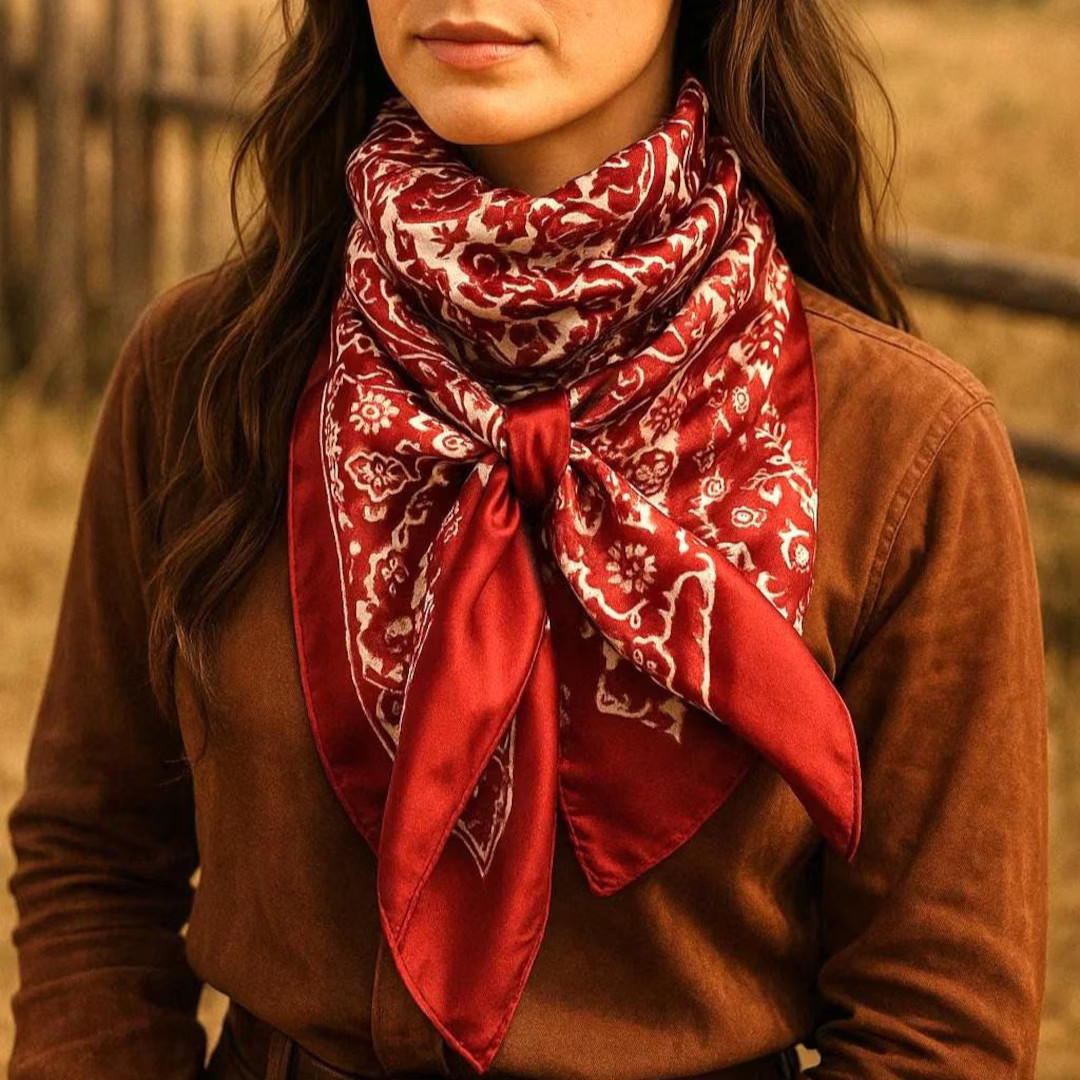 35x35" Red & Cream Paisley Wild Rag / Scarf WR143 | Etsy (US)