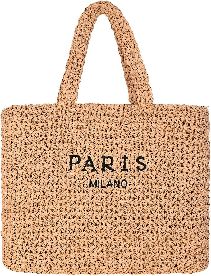 Large Straw Beach Bag for Women Summer Woven Shoulder Tote Bag Straw Purses and Handbags for Vaca... | Amazon (US)