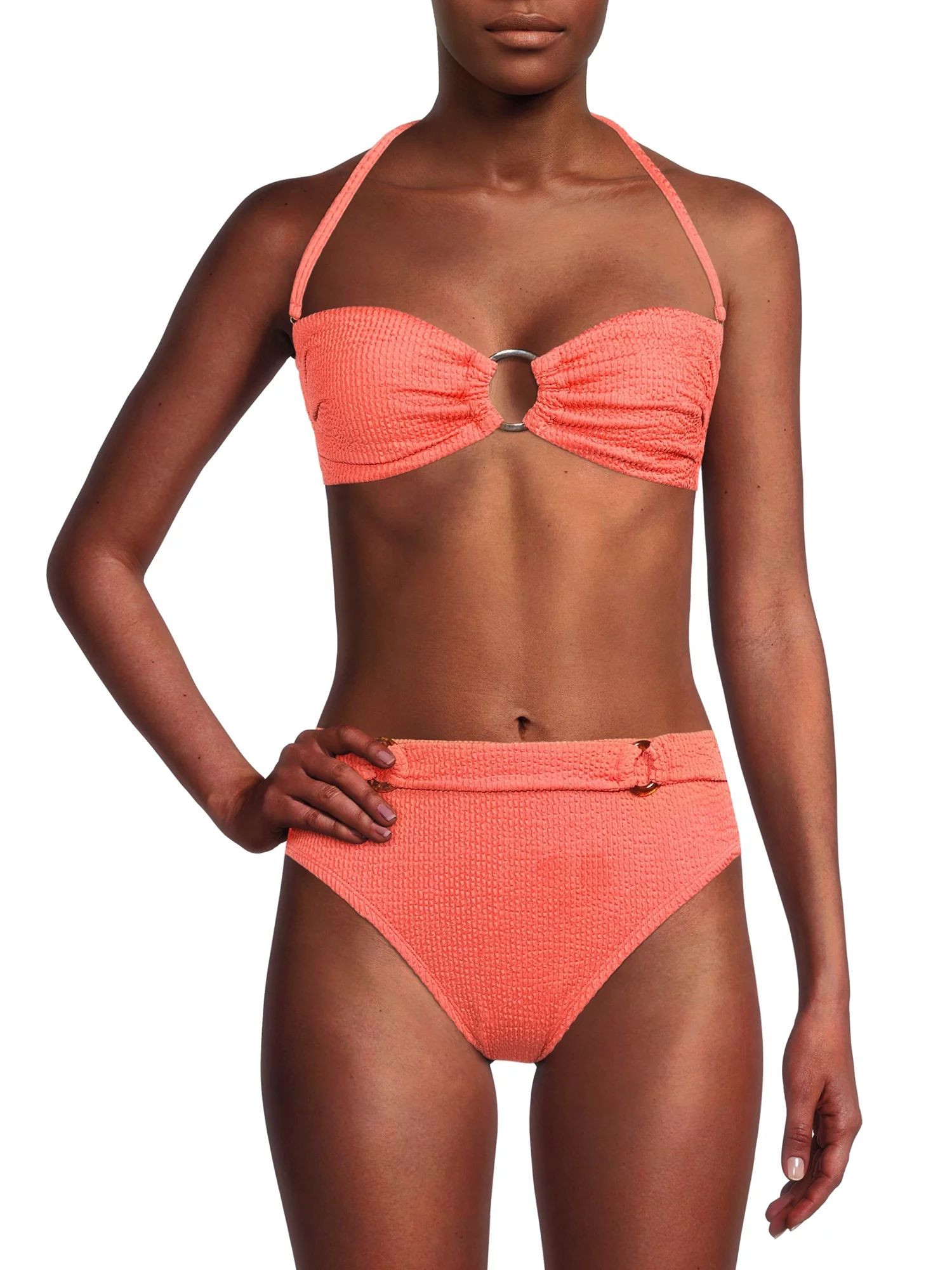 Time And Tru Women's and Women's Plus Crinkle Texture Swim Top | Walmart (US)