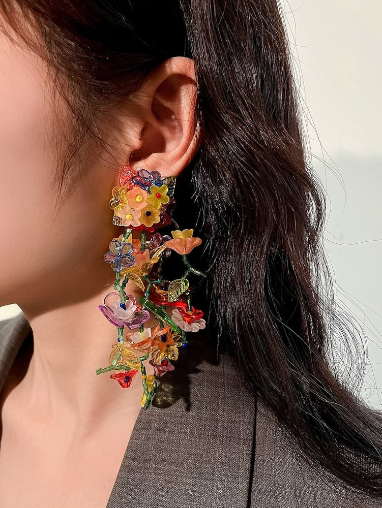 Earrings for Women- Bead Decor Flower Drop Earrings Birthday Valentine's Day | Amazon (US)