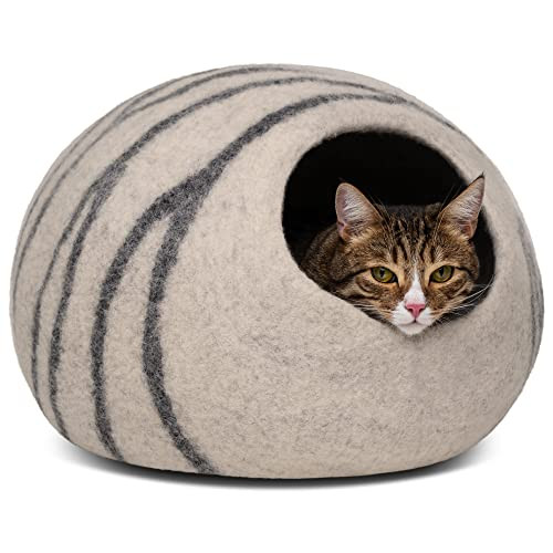 MEOWFIA Premium Felt Cat Bed Cave - Handmade 100% Merino Wool Bed for Cats and Kittens (Light Sha... | Amazon (US)