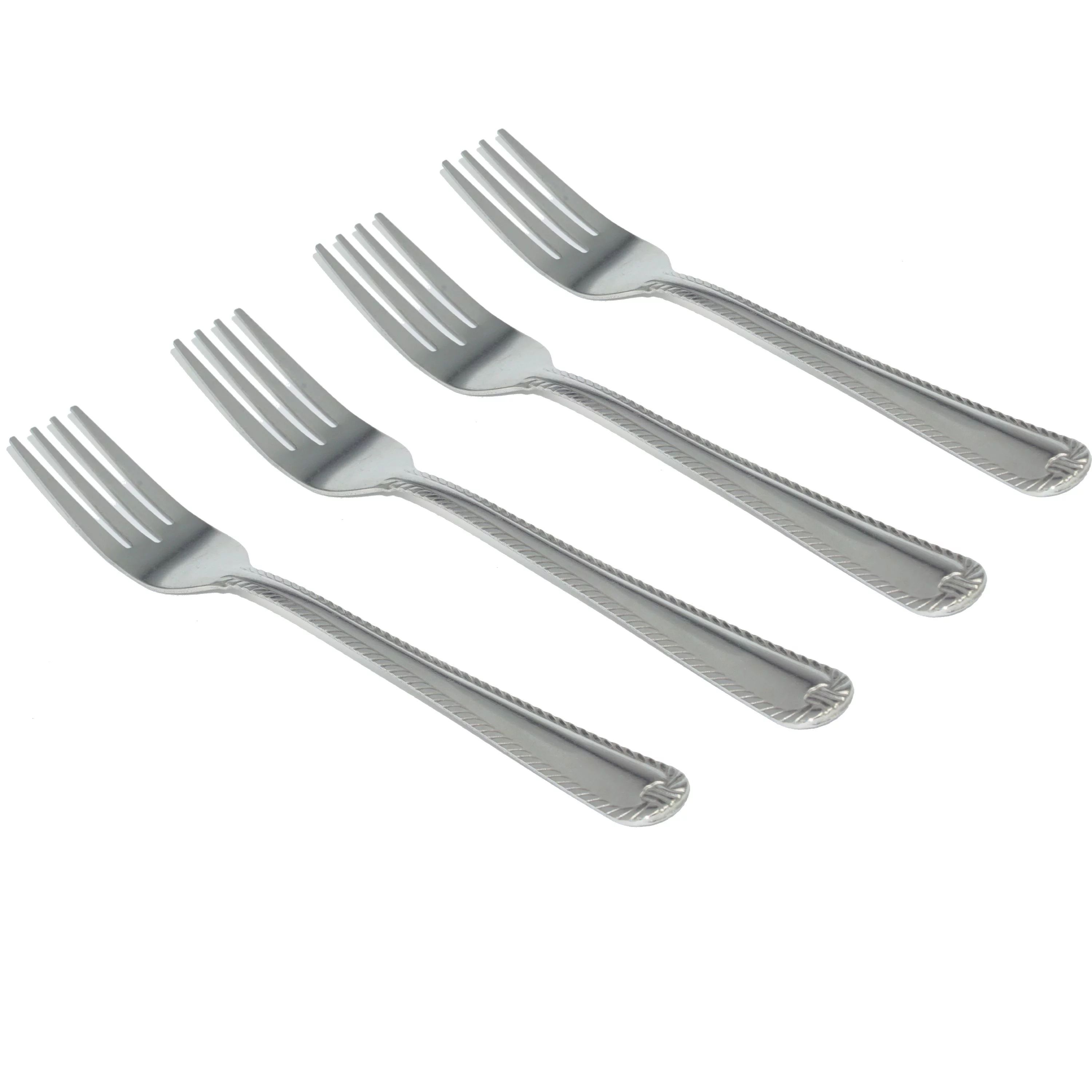 Mainstays 4-Piece Lace Dinner Fork Set, Silver Stainless Steel Tableware - Walmart.com | Walmart (US)