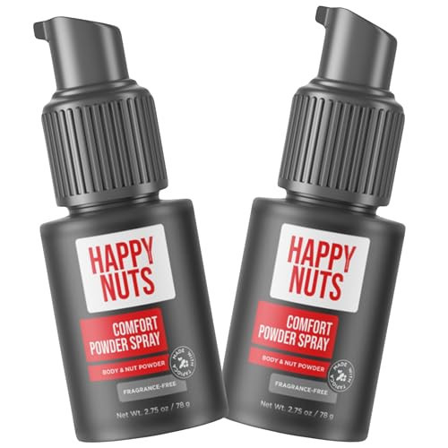 Happy Nuts Comfort Powder Spray Deodorant For Men: Anti-Chafing Sweat Defense, Odor Control, Aluminum-Free, Perfect Stocking Stuffer Gift for Men's Private Parts 2.75 oz (2 Pack), Fragrance-Free | Amazon (US)