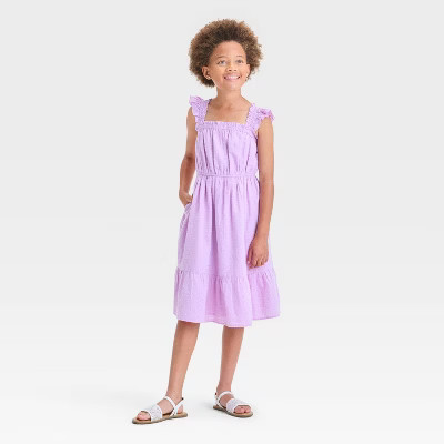 Girls' Woven Midi Dress - Cat & Jack™ Lilac Purple S | Target