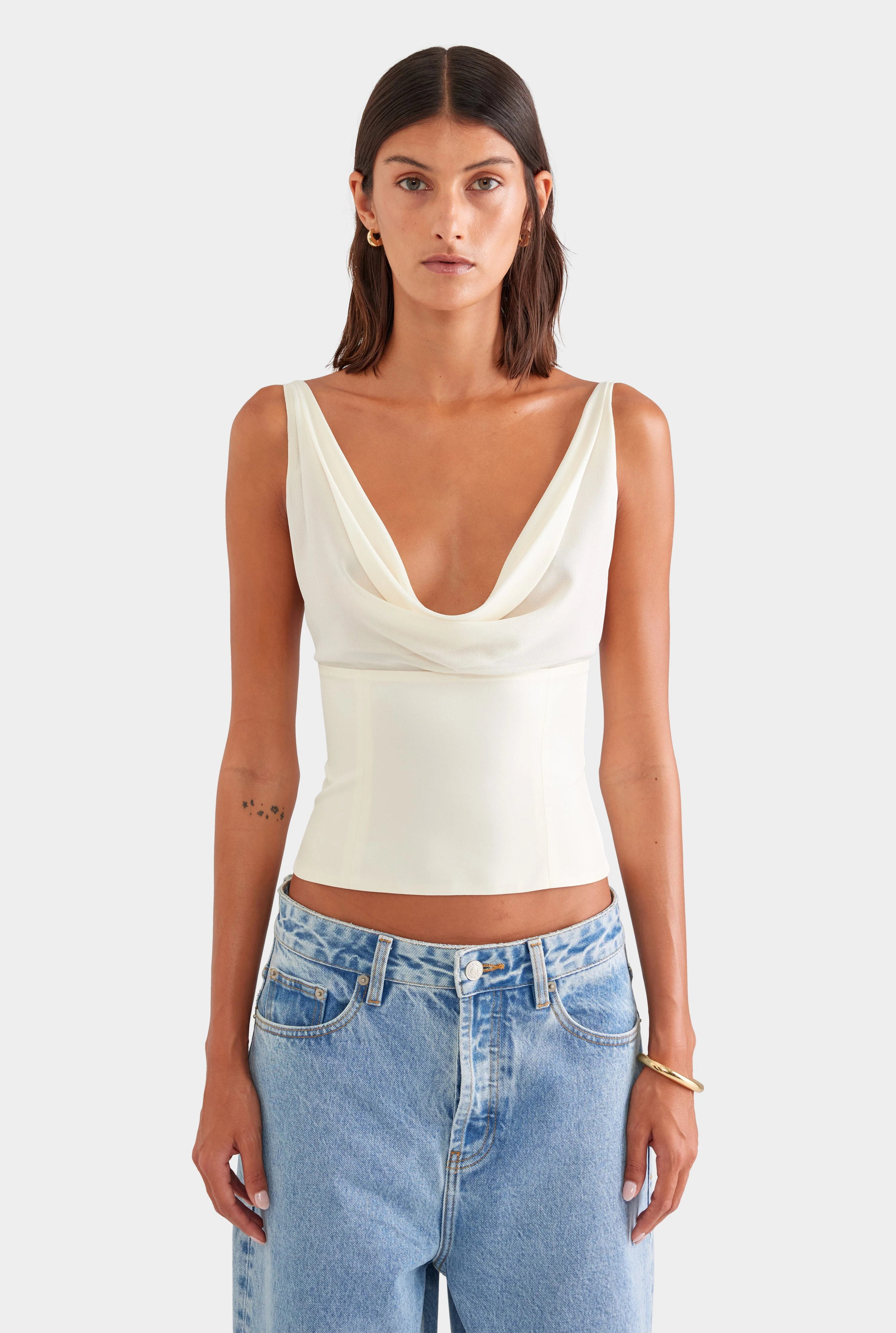 Silk Cowl Bustier Champagne | Venroy | Venroy AU