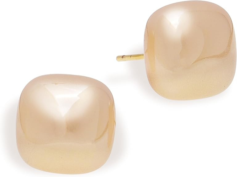 Sonateomber Gold Pearl Puffy Stud Earrings for Women, Dainty Cute Beige Polished Lightweight Hypo... | Amazon (US)