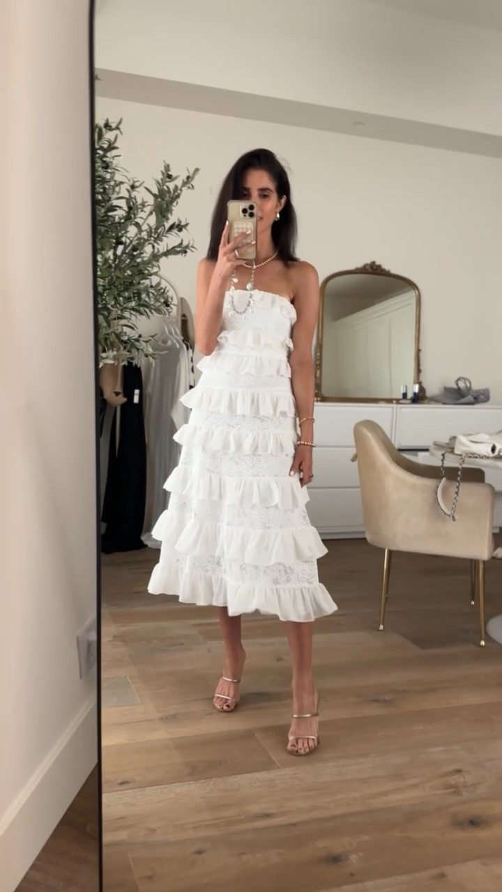 How beautiful is this dress✨ Perfect for a bride to be but here l dressed it down with sandals and a crossbody bag. I'm just shy of 5-7" wearing a size XS #StylinByAylin #Aylin

#LTKVideo #LTKSeasonal #LTKStyleTip