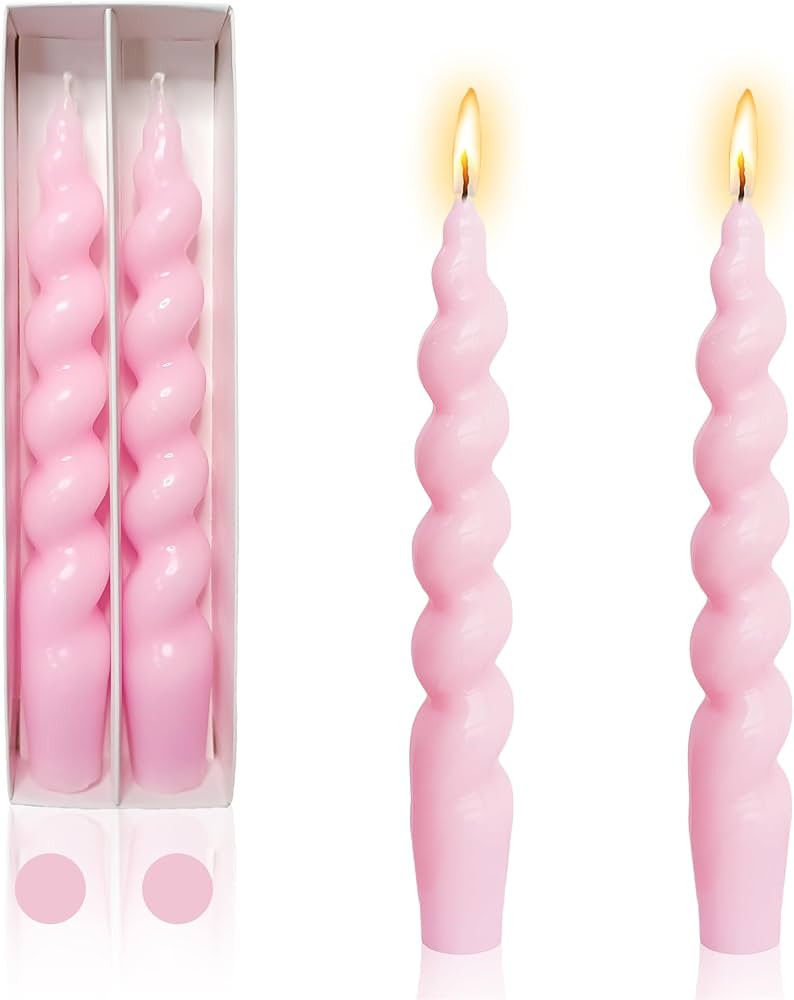 Short Tapered Candle Pink Candlesticks - Gedengni 7 Inch Unique Taper Candles Spiral Twisted Cand... | Amazon (US)