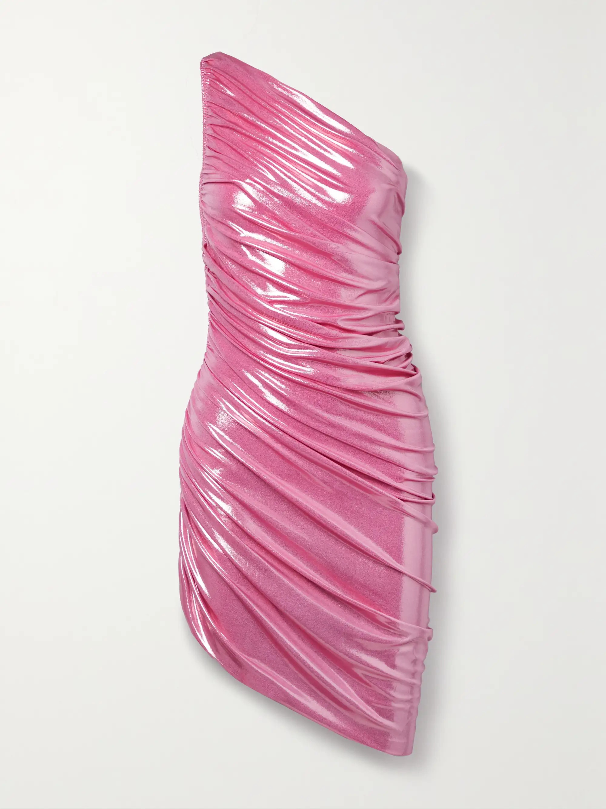 Diana one-shoulder ruched stretch-lamé mini dress | NET-A-PORTER (US)