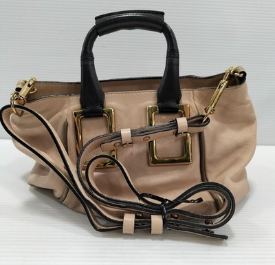 Auténtico Bolso de Mano Chloe Ethel 2 Vías Bolso de Hombro Cuero Beige Negro Dorado Para Mujer | eBay US