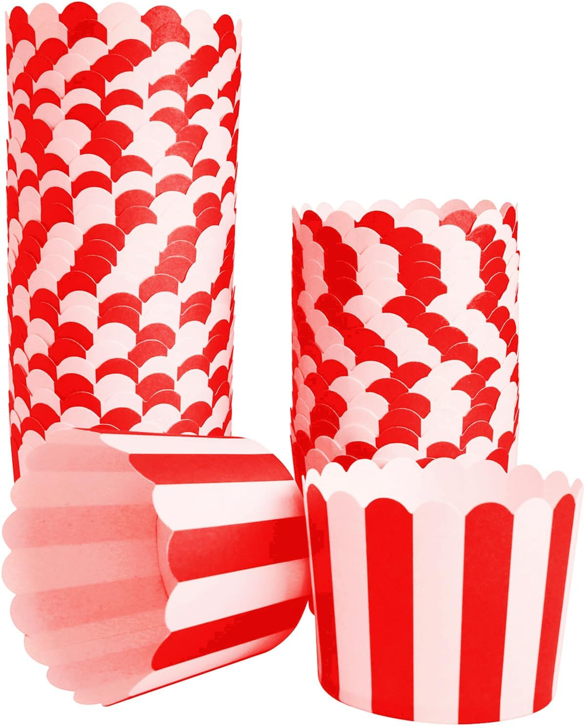 50-Pack Muffin Cups Baking Paper Cup Cupcake Muffins Liners Red and White Stripes Baking Cups, Bo... | Amazon (US)