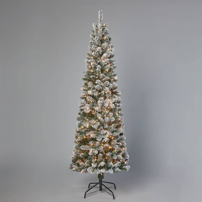 7' Pre-Lit Slim Flocked Alberta Spruce Artificial Christmas Tree Clear Lights - Wondershop™ | Target