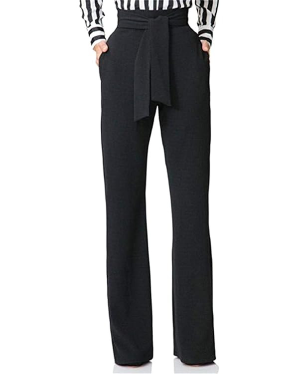 LKOUS Women's Dress Pants Stretchy High Waisted Wide Leg Pants Business Work Pants for Office | Amazon (US)