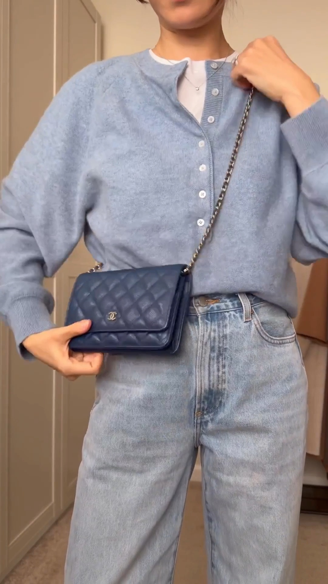 Simple & comfy spring outfit styling blues 💙

Quince cashmere Henley small 
Aritzia Farrah jeans here comes the sun bl 
Dolce vita mesh mules 
Chanel from vivrelle - use code JASMINERICKS for your first month free 

#LTKootd