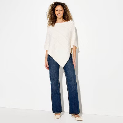 Women's Cable Poncho Sweater - Wild Fable™ Brown M/L | Target