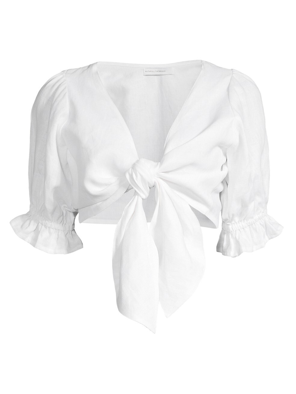 Jamais Tie-Front Linen Crop Top | Saks Fifth Avenue