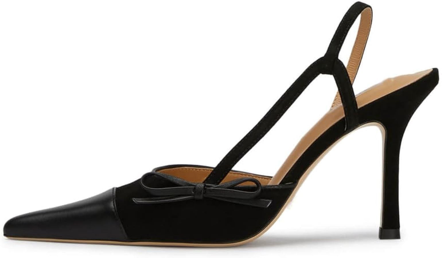 Slingback Pumps for Women Closed Pointed Toe High Heels Chic Bow Stiletto Two-Tone Dress Shoes | Amazon (US)