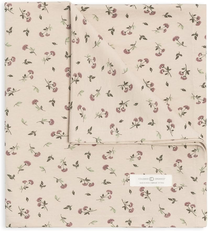 Colored Organics Baby Organic Cotton Swaddle - Infant Receiving Blanket - Betty Floral/Purple + O... | Amazon (US)