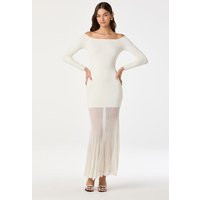 ASTR the Label | Off Shoulder Mesh Panel Hem Maxi Dress in Cream | Size L | ASTR The Label (US)