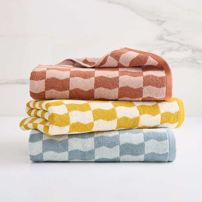 Wavy Blocks Towel | West Elm (US)