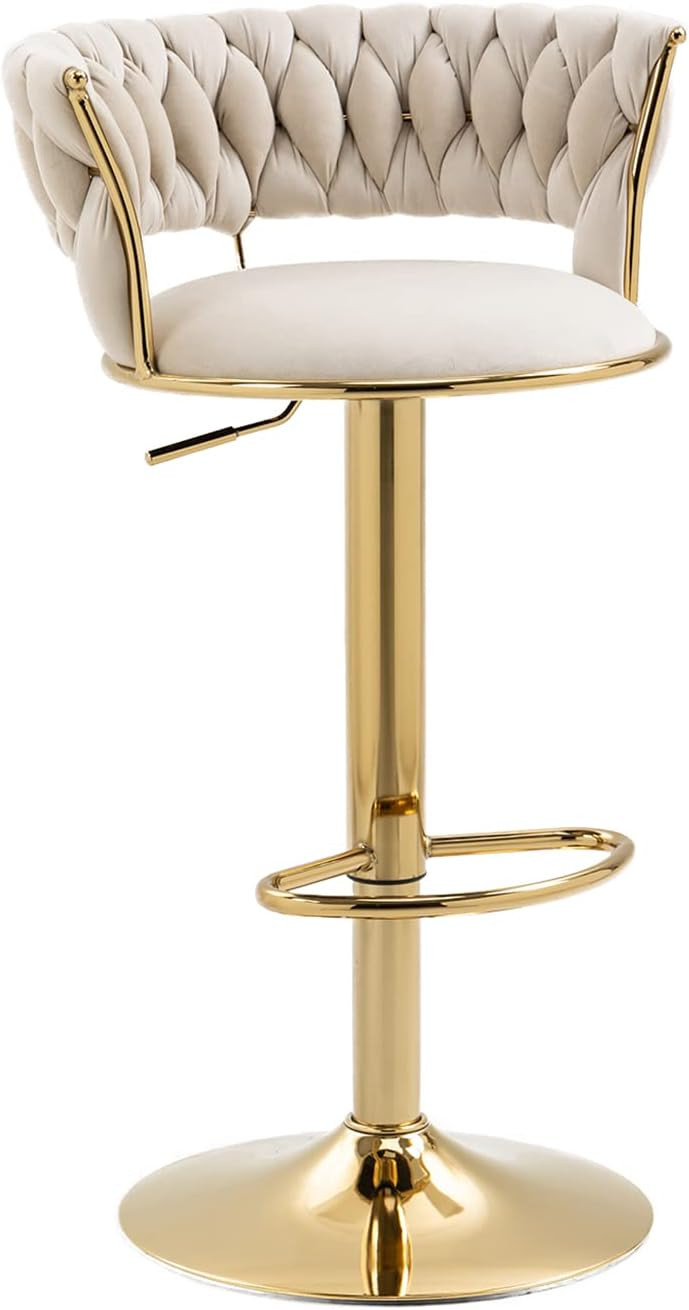 Luxury bar Stool,Modern Round Adjustable Reception Chair, Gold Velvet Bar Chair, Kitchen high Din... | Amazon (US)