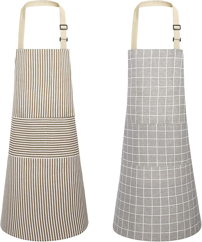 JOYPEA Cooking Apron Waterproof Adjustable 2 Pack Kitchen Aprons for Men Women | Amazon (US)