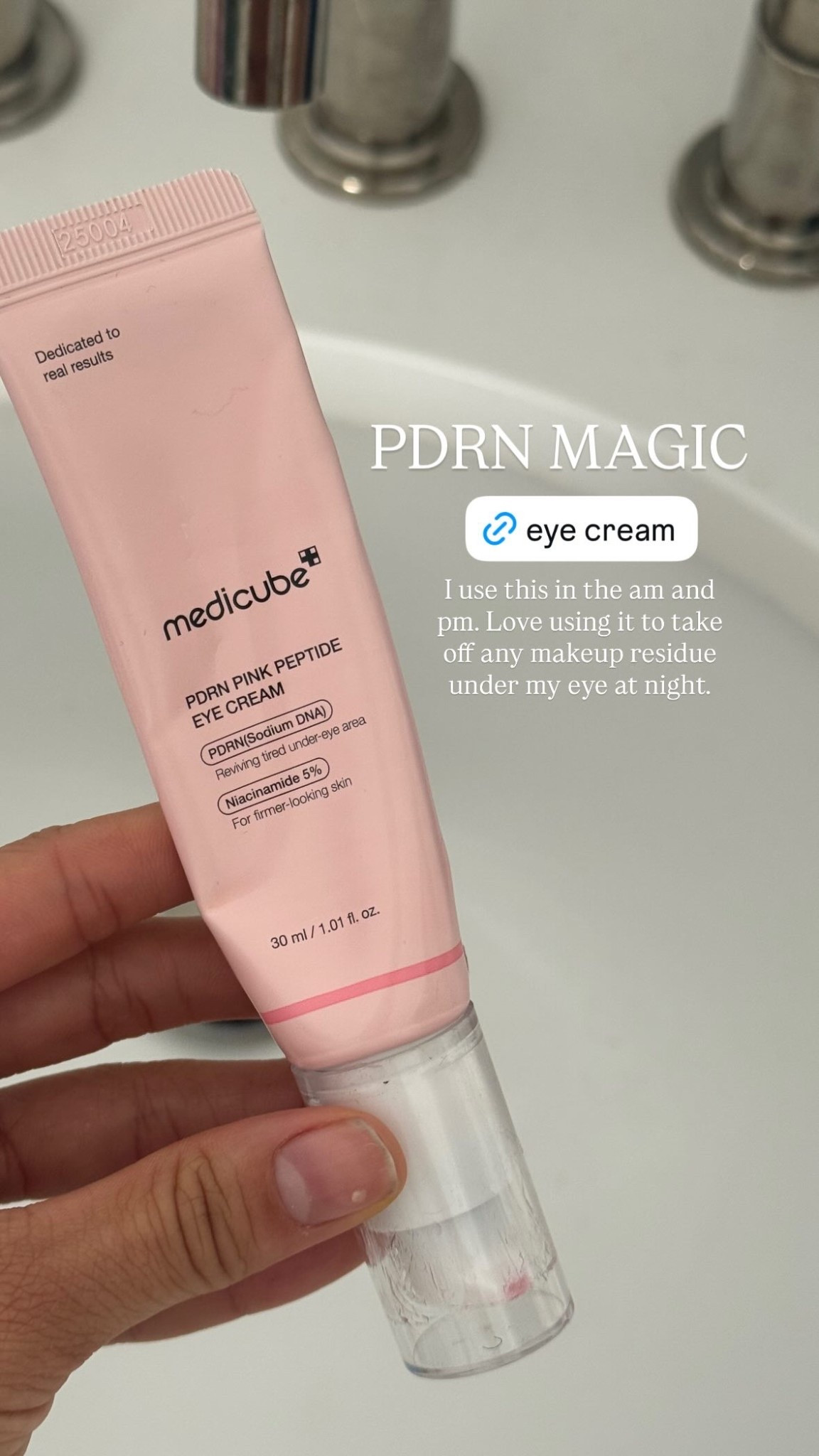 I use this in the am and pm. Love using it to take off any makeup residue under my eye at night. PDRN MAGIC @medicube_global_official