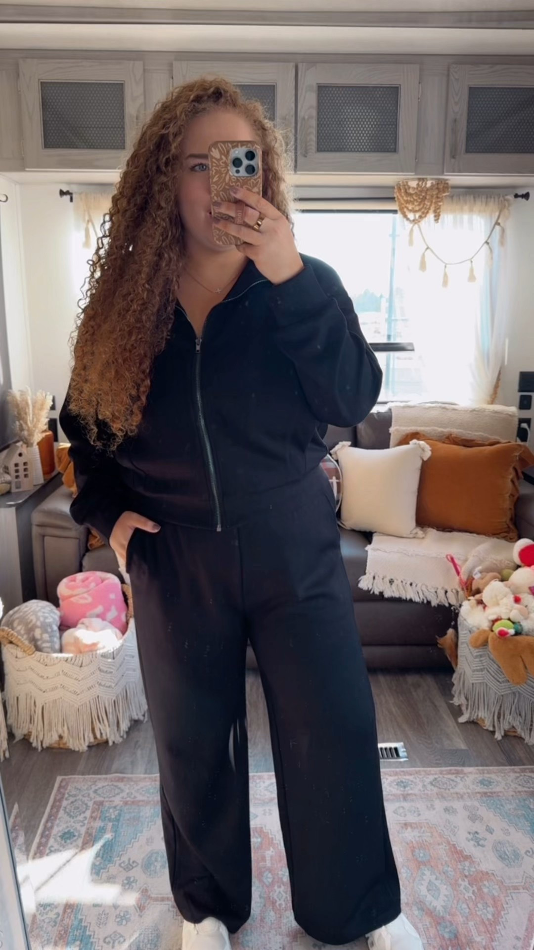 All about that sleek comfort 🖤 This black two piece set is buttery soft, silky smooth, and perfect for cozy days or travel ✈️ Elevated loungewear that feels as good as it looks ✨ black two piece lounge set | silky smooth amazon loungewear | sleek black matching set outfit | buttery soft sweatpants and jacket set | amazon travel outfit ideas for women | elevated cozy outfit for fall | chic all black outfit inspo | comfy matching set for everyday wear | amazon fashion finds under $50 | soft silky lounge set for women | minimalist black outfit aesthetic | cozy yet elevated amazon outfit | fall travel day outfit ideas | comfortable but stylish loungewear set | black athleisure outfit with zip jacket

#LTKMidsize #LTKStyleTip #LTKSaleAlert