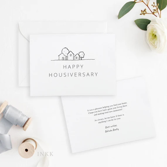 Modern Happy Home Anniversary Card Realtor to Client - Etsy | Etsy (US)