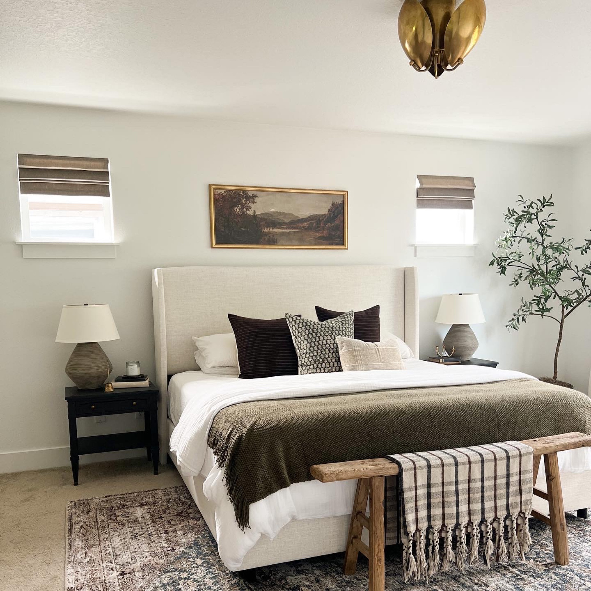 Bedroom styling, loloi rugs, Lulu and Georgia, bed, mattress, lamps, vintage art, skinny bench, throw pillows, throw blanket  

#LTKhome #LTKSeasonal