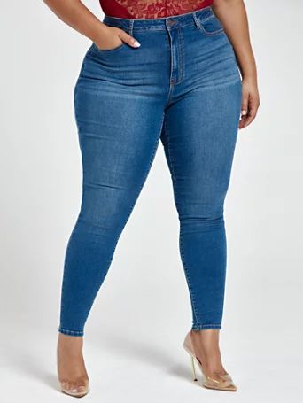 Medium Wash High Rise Super Skinny Jeans - Fashion To Figure | Fashion to Figure