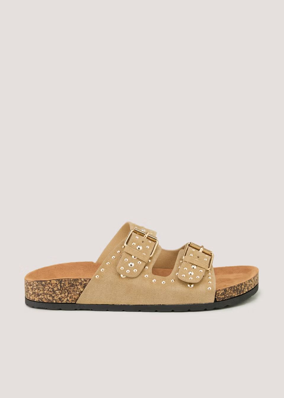 Taupe Stud Footbed Sandals | Matalan (UK)